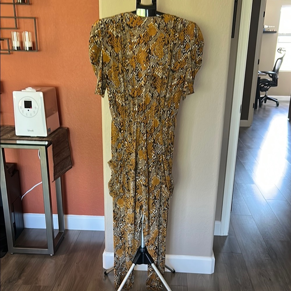 Orange and Gray Puff Sleeve Jumpsuit for Cocktail Events